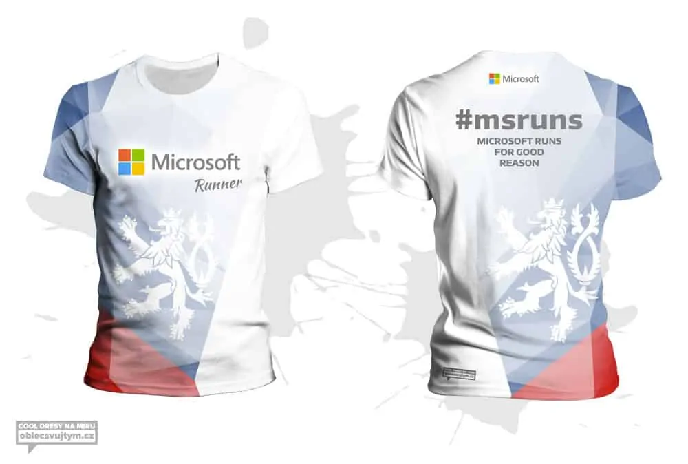 Funkční týmové tričko na běžecké závody - tým Microsoft